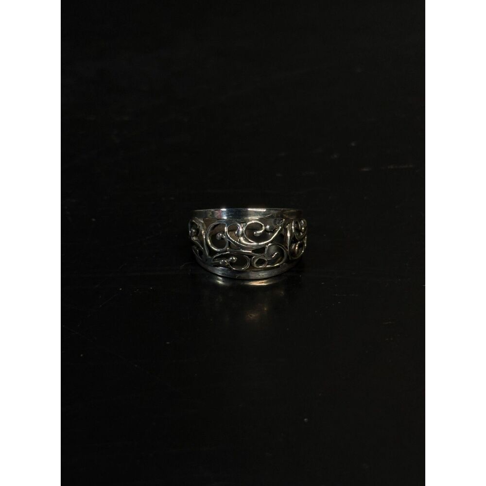Vintage Sterling Silver Openwork Scroll Ring Size 6.5